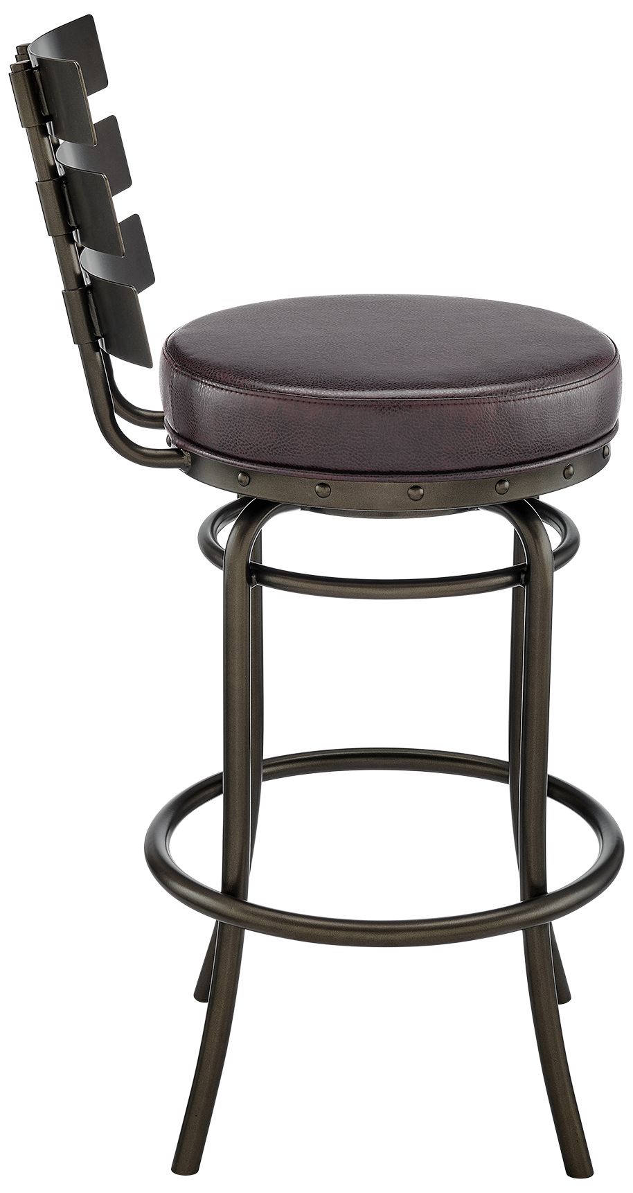 Image 4 Natya 30 in. Swivel Barstool in Mocha Finish with Brown Faux Leather more views