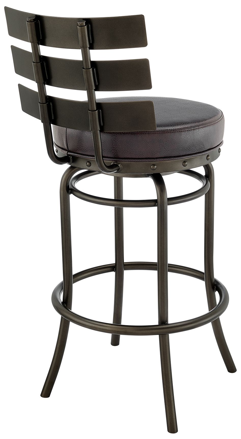 Image 5 Natya 30 in. Swivel Barstool in Mocha Finish with Brown Faux Leather more views