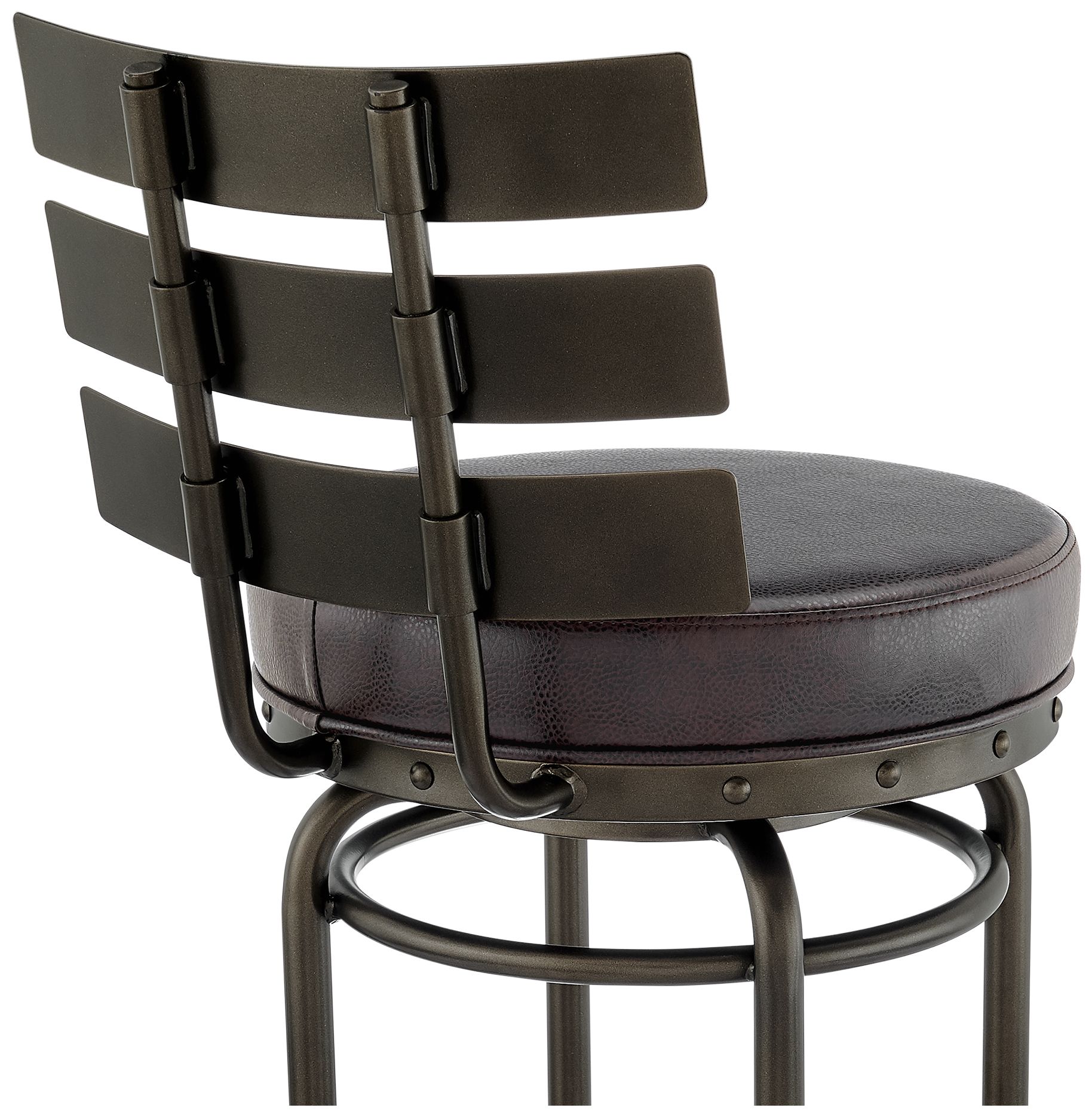 Natya 30 in. Swivel Barstool in Mocha Finish with Brown Faux Leather