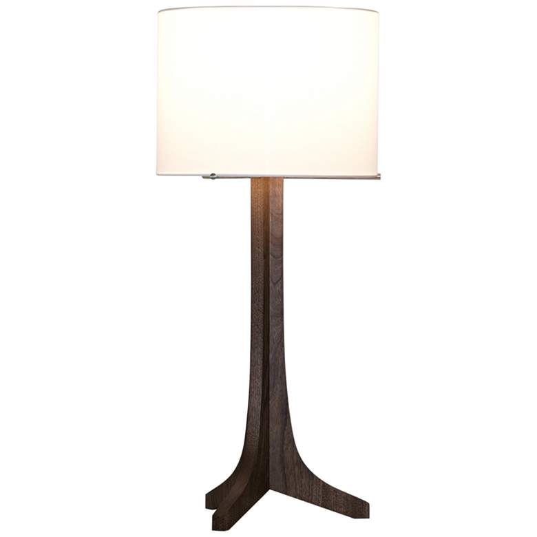Image 1 Nauta Stained Walnut LED Table Lamp with White Linen Shade