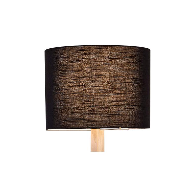 Image 2 Nauta White Oak Brass LED Tray Floor Lamp with Black Shade more views