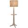 Nauta White Oak Brass LED Tray Floor Lamp with Burlap Shade