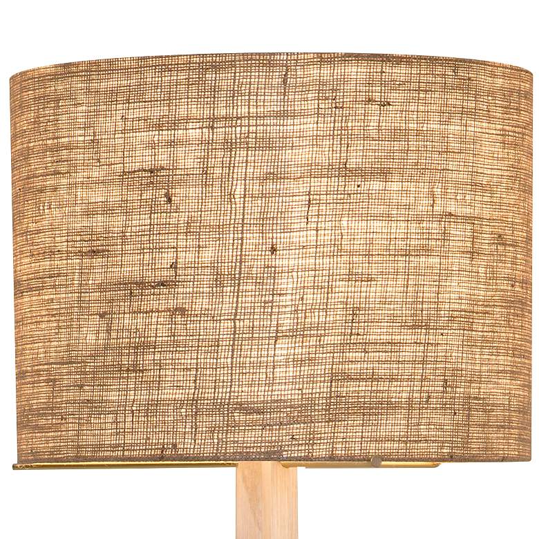 Image 2 Nauta White Oak Brass LED Tray Floor Lamp with Burlap Shade more views