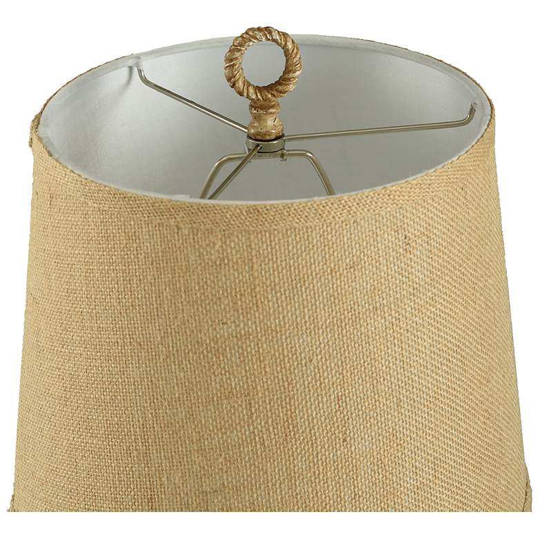 Image 5 Nautical Blue Table Lamp with a Burlap Shade and Circle Faux Rope Finial more views