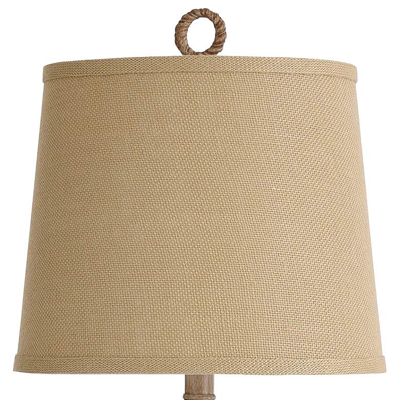 Image 3 Nautical Green Table Lamp With A Burlap Shade And Circle Faux Rope Finial more views