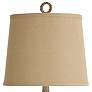 Nautical Green Table Lamp With A Burlap Shade And Circle Faux Rope Finial