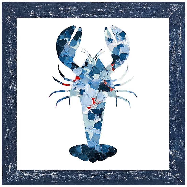 Image 1 Nautical Lobster 29" Square Hand-Painted Framed Wall Art