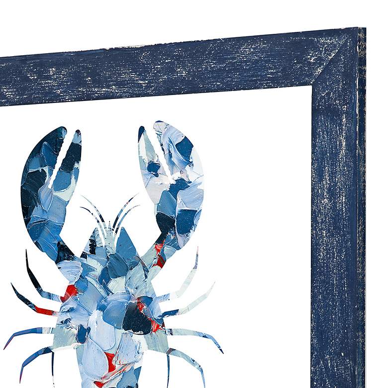 Image 2 Nautical Lobster 29" Square Hand-Painted Framed Wall Art more views