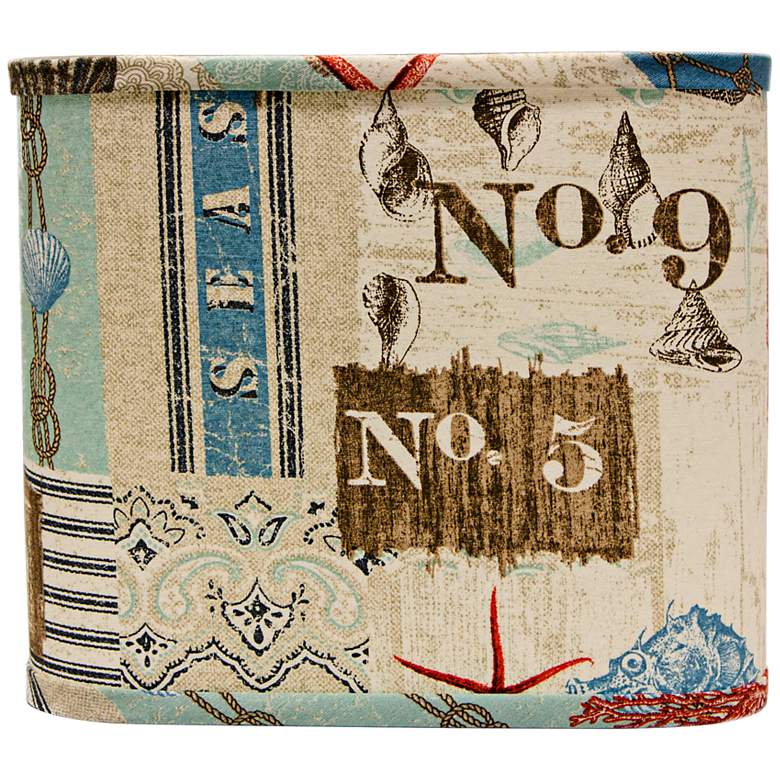 Image 1 Nautical Patchwork Lamp Shade 11x11x9.5 (Spider)