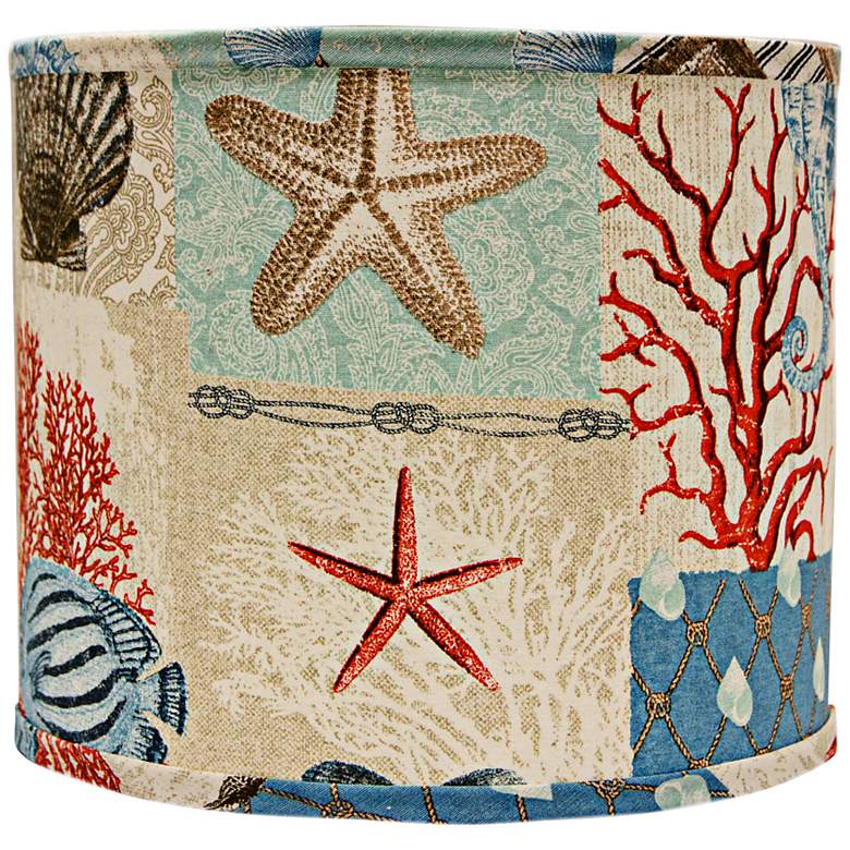 Image 1 Nautical Patchwork Lamp Shade 12x12x10 (Spider)