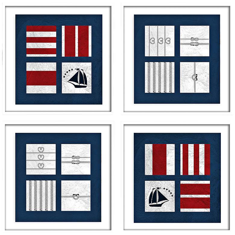 Image 1 Nautical Quads 22" Square 4-Piece Framed Wall Art Set