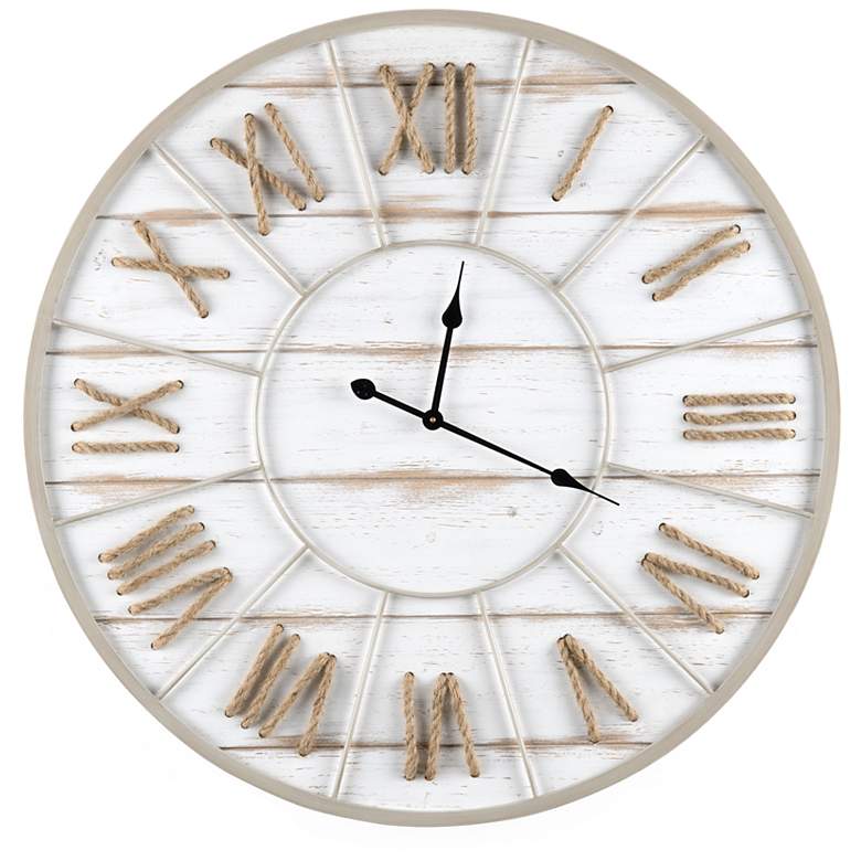 Image 1 Nautical Time White-Washed 36" Round Wall Clock