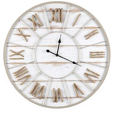 Nautical Time White-Washed 36" Round Wall Clock