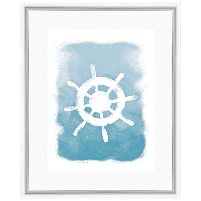 Image 1 Nautical Watercolor Wheel 22 inch High Giclee Wall Art