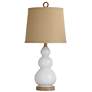 Nautical White Table Lamp with a Burlap Shade and Circle Faux Rope Finial