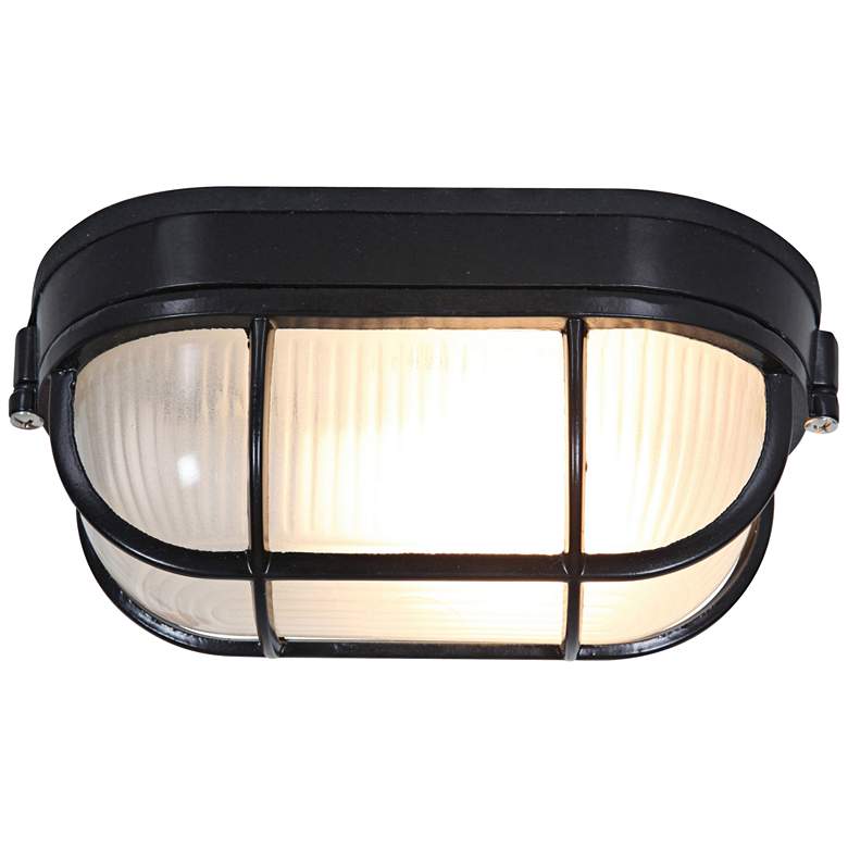 Image 2 Nauticus 4 1/4 inch High Black Oval Outdoor Bulkhead Wall Light more views