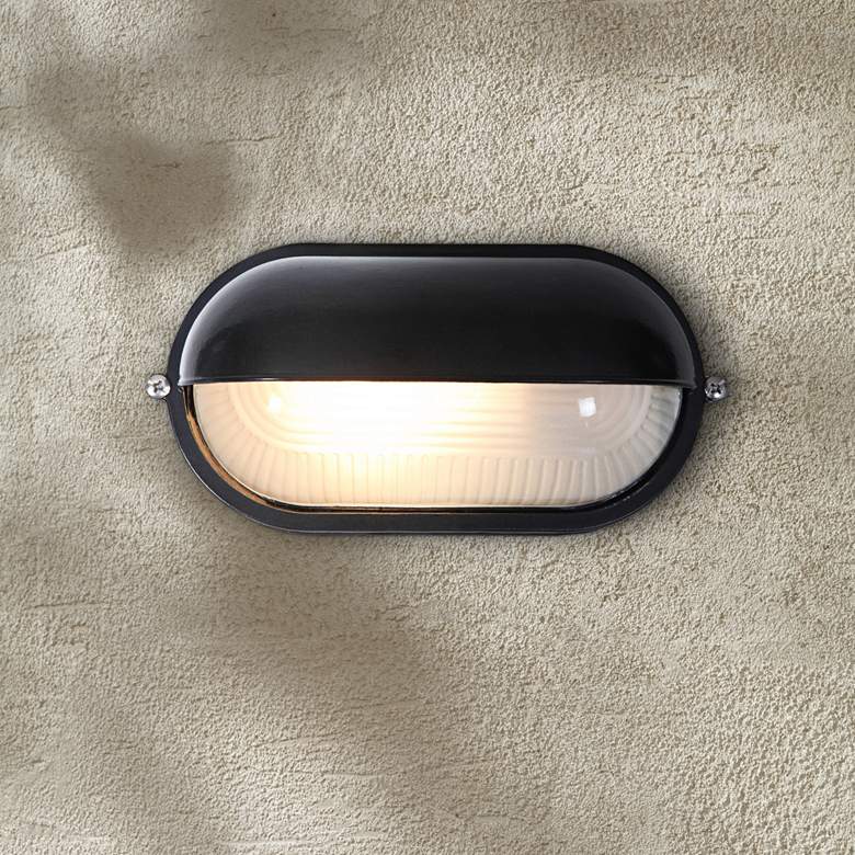 Image 1 Nauticus 4 1/4 inch High Shaded Black Outdoor Wall Light