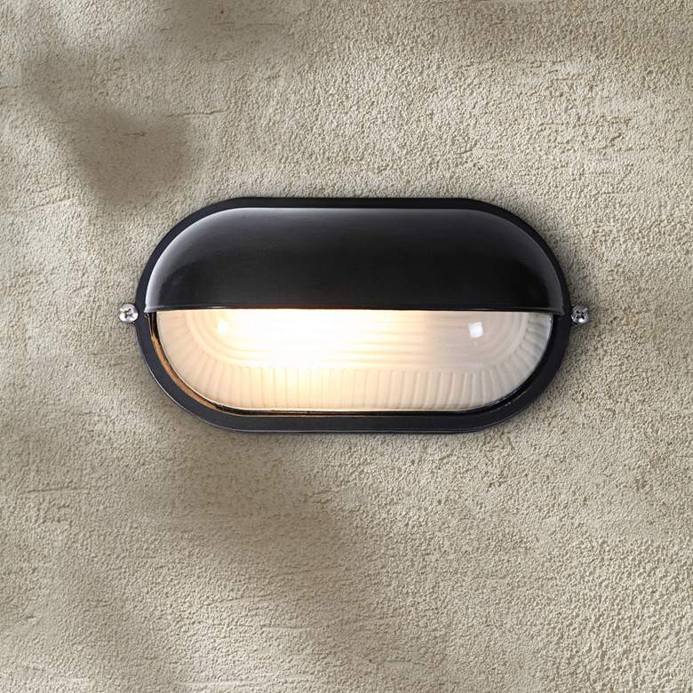 Image 1 Nauticus 4 1/4" High Shaded Black Outdoor Wall Light