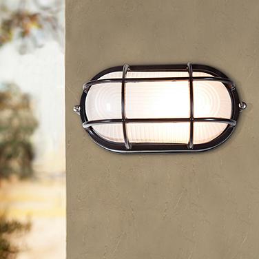 Nauticus 6 1/2" High Black Oval Outdoor Bulkhead Wall Light