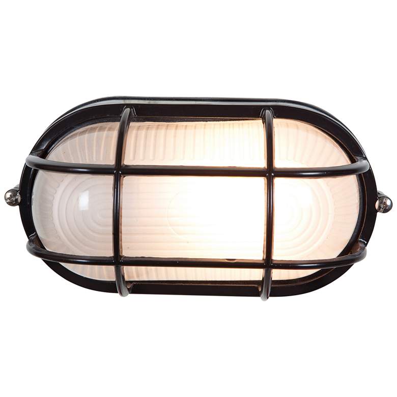 Image 2 Nauticus 6 1/2" High Black Oval Outdoor Bulkhead Wall Light