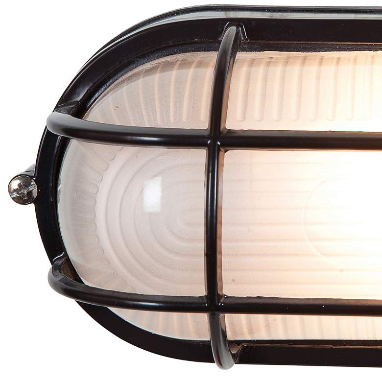 Image 3 Nauticus 6 1/2 inch High Black Oval Outdoor Bulkhead Wall Light more views