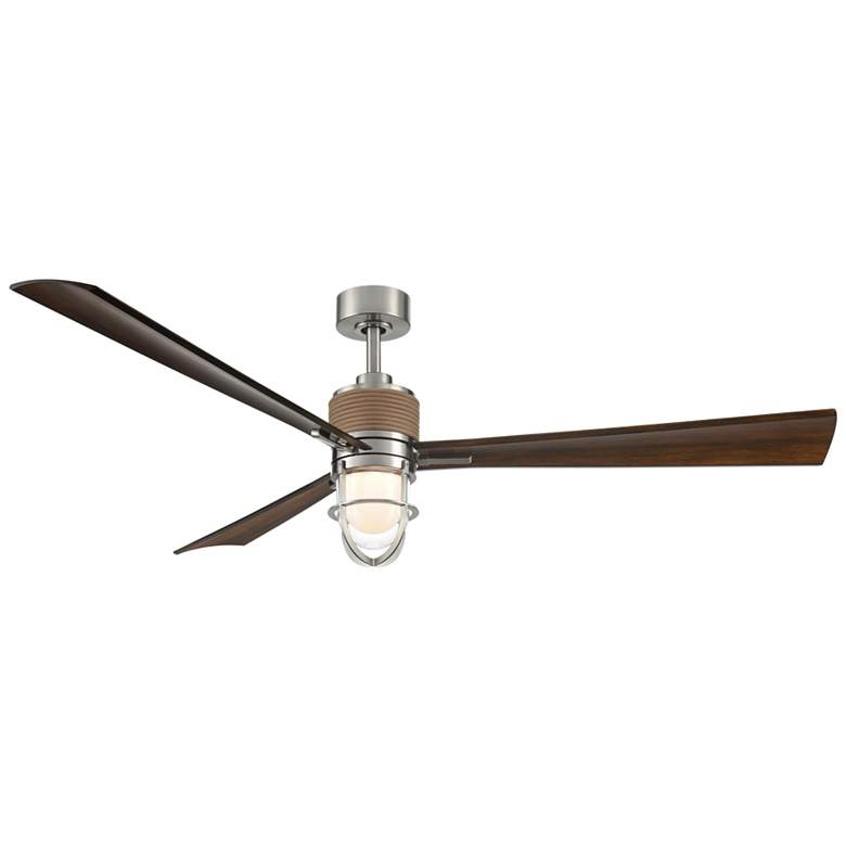 Image 1 Nauticus 65-in LED Brushed Nickel Wet Outdoor Smart Ceiling Fan with Remote