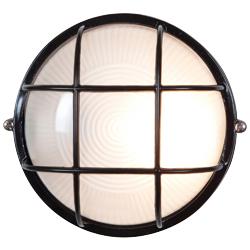 Nauticus 7" High Black Round Outdoor Bulkhead Wall Light