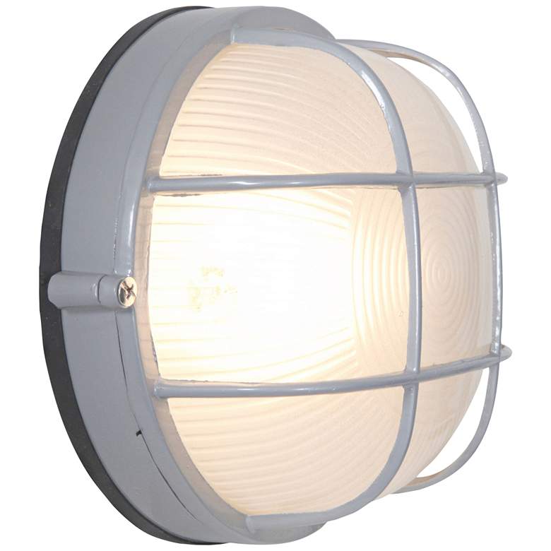 Image 2 Nauticus 7" Wide Satin Steel Round Outdoor Wall Light more views