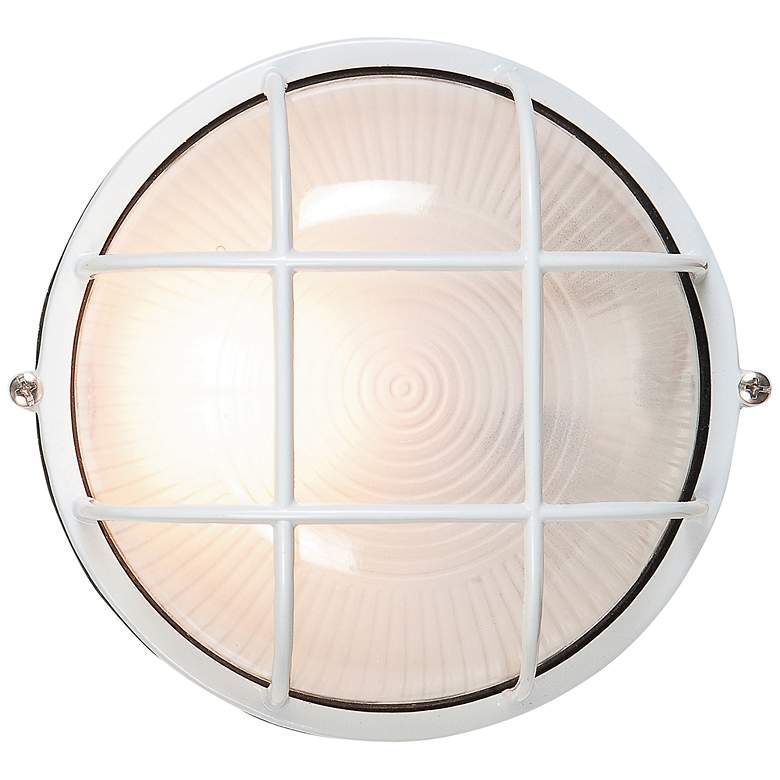 Image 1 Nauticus 9 1/2 inch High White Round Outdoor LED Wall Light
