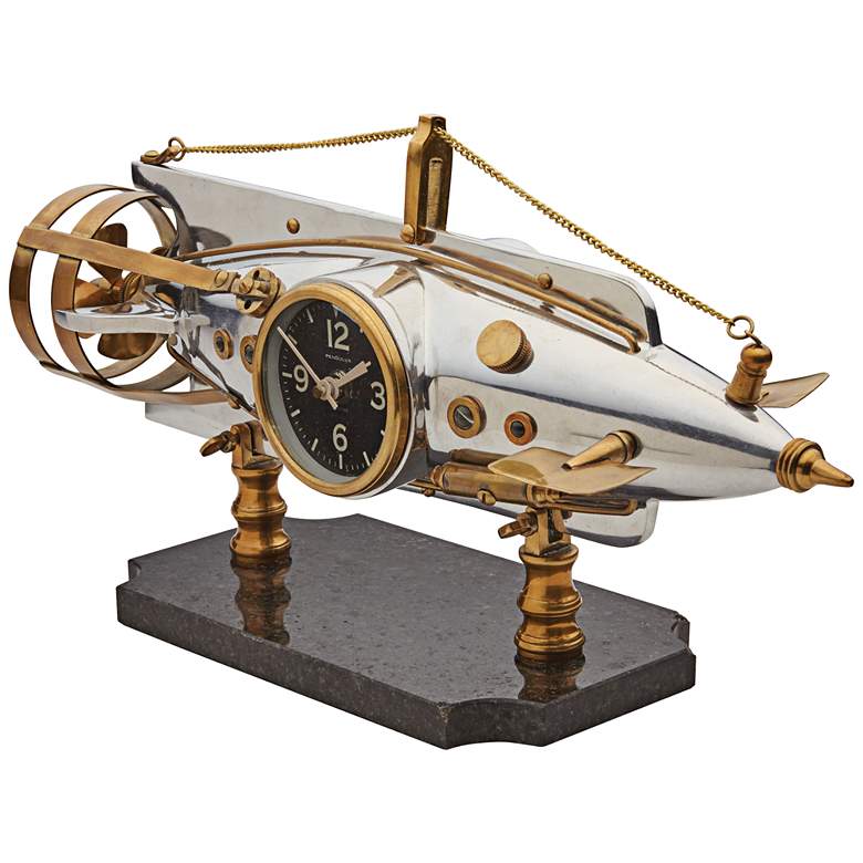 Image 1 Nautilus 17 1/2" Wide Industrial Style Submarine Table Clock