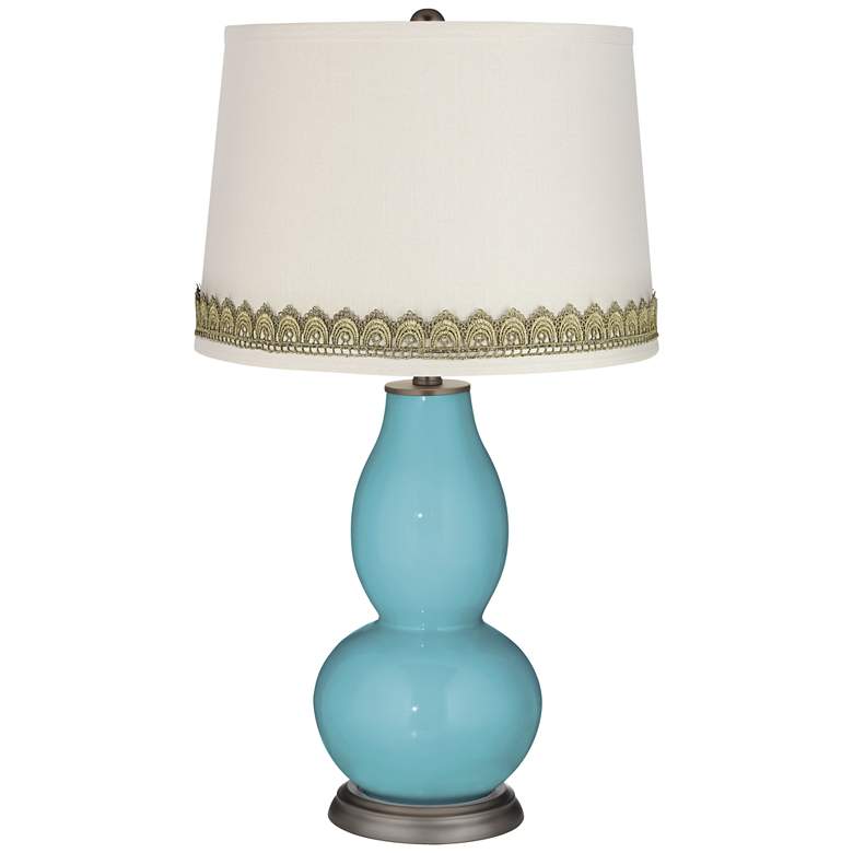 Image 1 Nautilus Double Gourd Table Lamp with Scallop Lace Trim