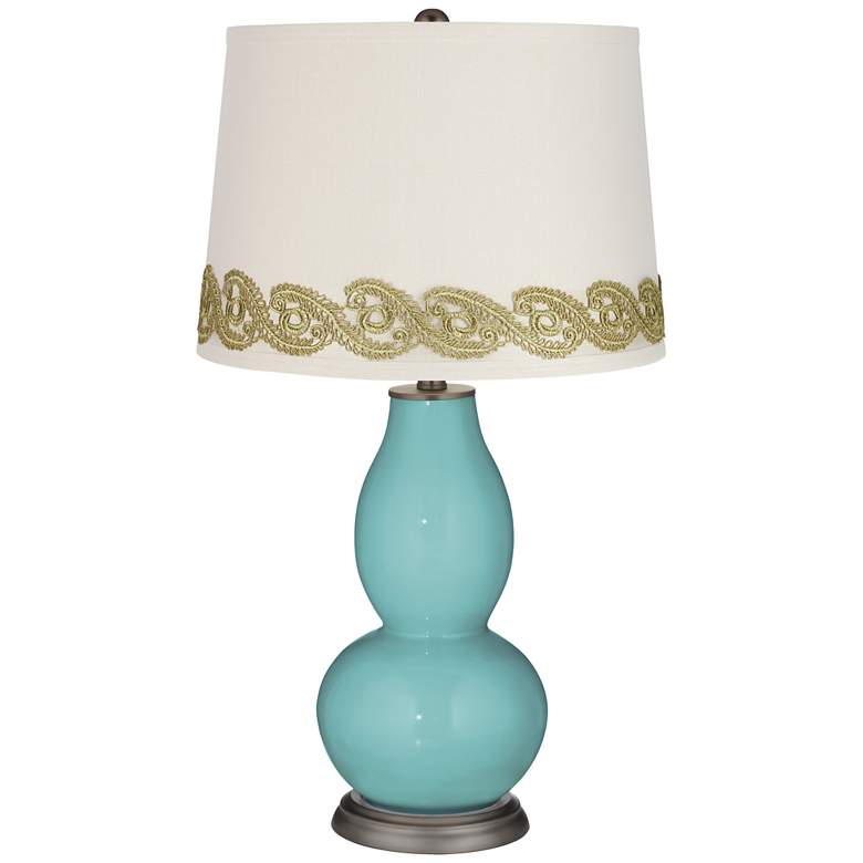 Image 1 Nautilus Double Gourd Table Lamp with Vine Lace Trim