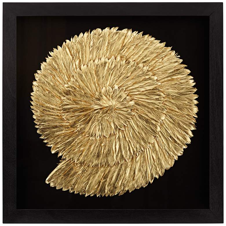 Image 2 Nautilus Feathers Gold 31 1/2" Square Wall Art