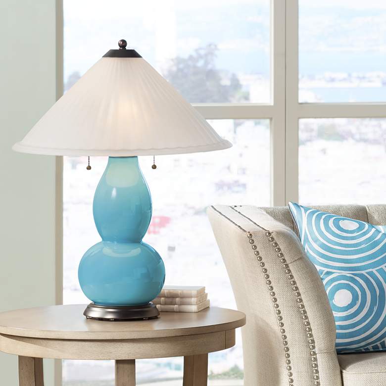 Image 1 Nautilus Fulton Table Lamp with Fluted Glass Shade