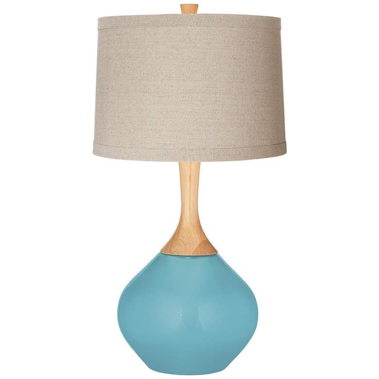 Image 1 Nautilus Natural Linen Drum Shade Wexler Table Lamp