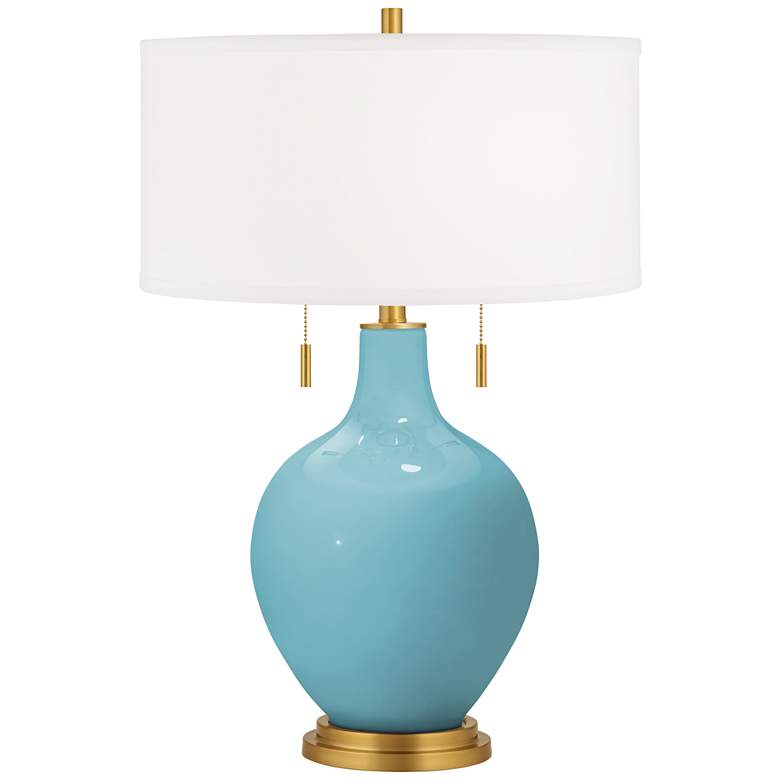 Image 2 Nautilus Toby Brass Accents Table Lamp with Dimmer