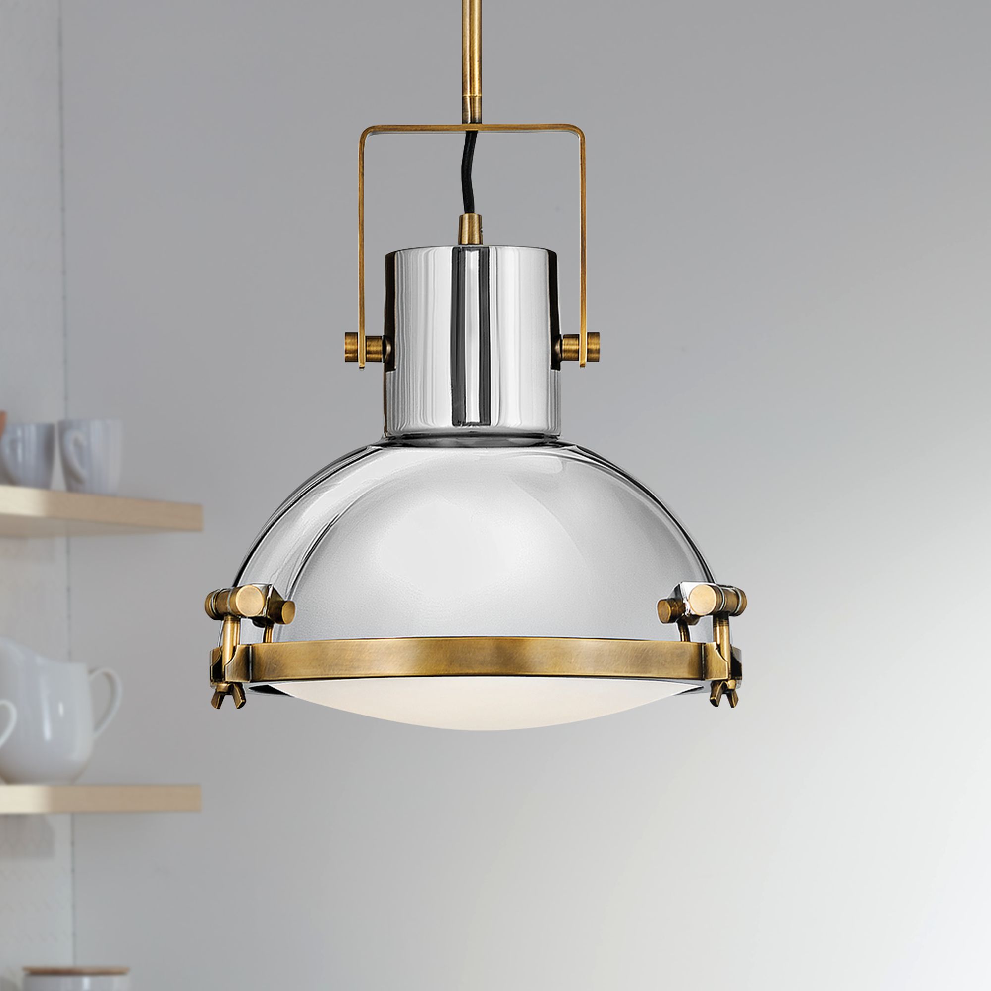 brass and chrome pendant light