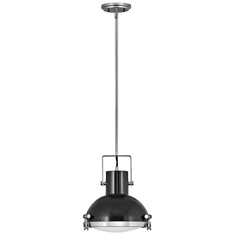 Image 2 Nautique 13 inchW Polished Nickel and Gloss Back Pendant Light