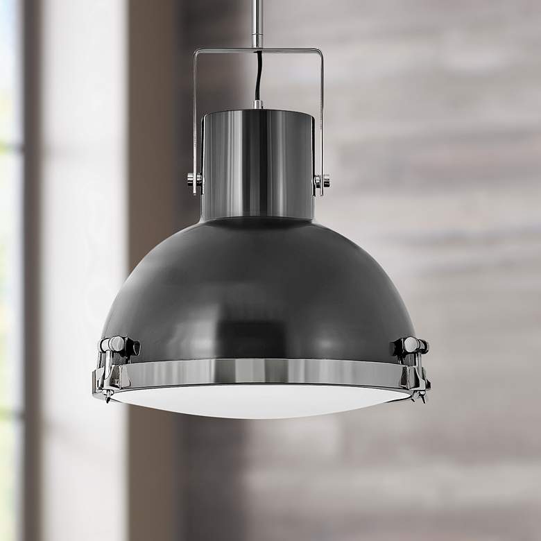 Image 1 Nautique 18 inchW Polished Nickel and Gloss Back Pendant Light