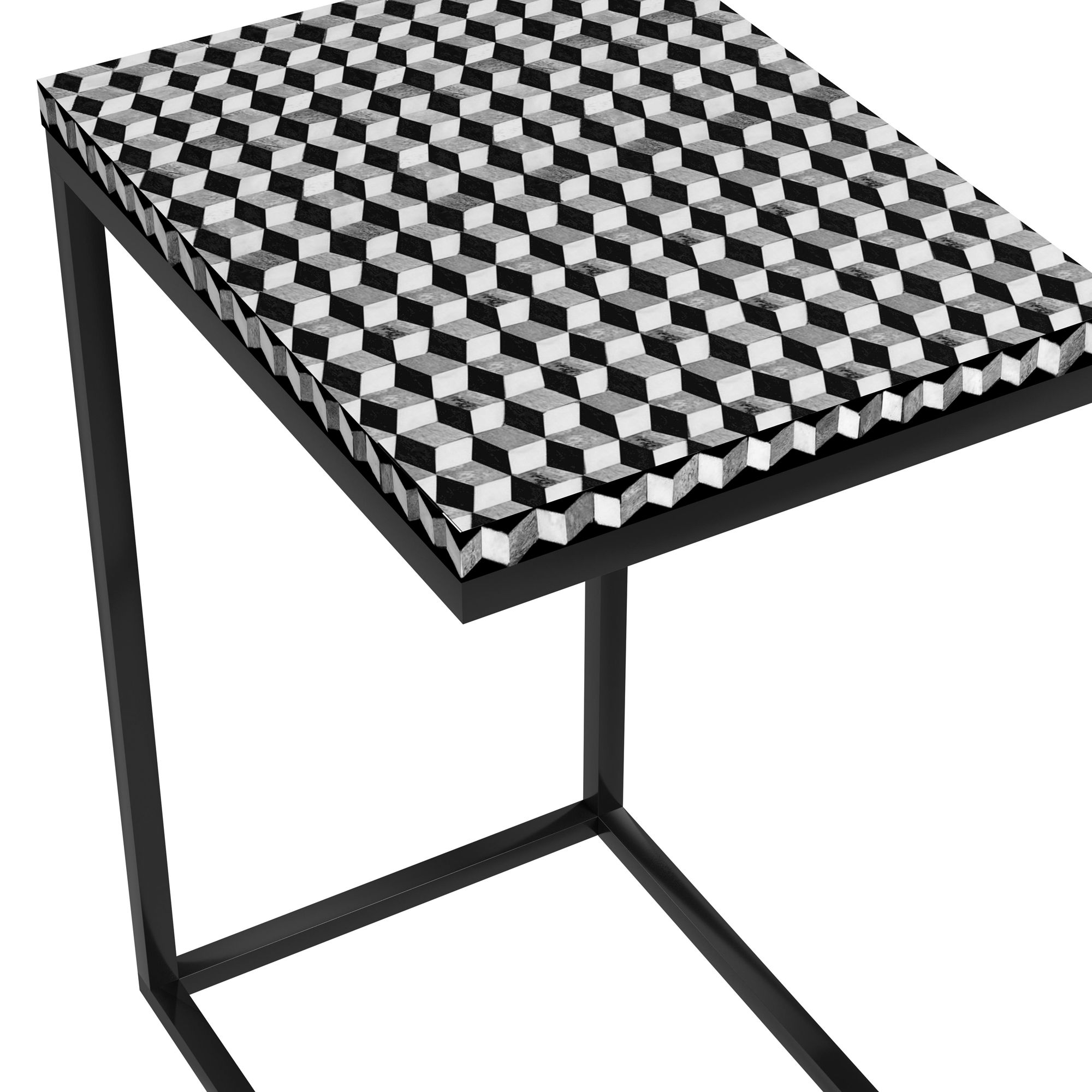 Image 3 Nava 26" Black and White Bone Accent Table more views