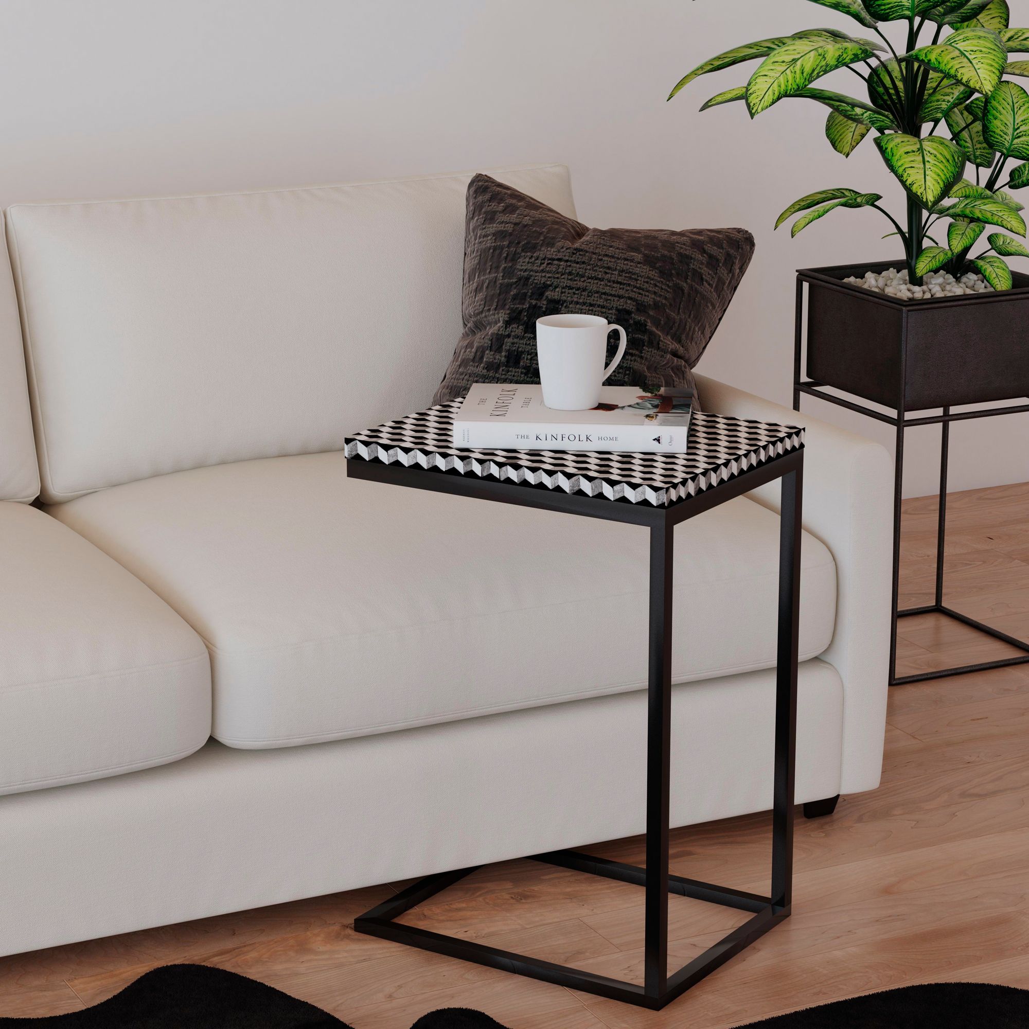 Image 4 Nava 26" Black and White Bone Accent Table more views