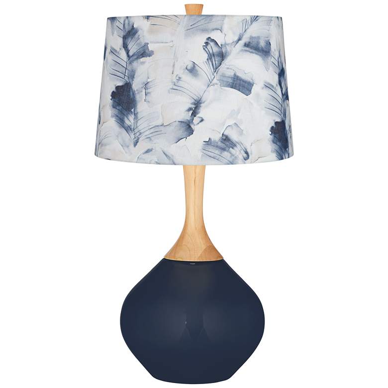 Image 1 Naval Blue Watercolor Palm Shade Wexler Table Lamp