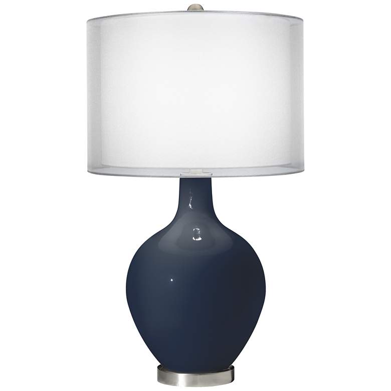 Image 1 Naval Double Sheer Silver Shade Ovo Table Lamp