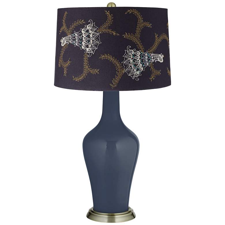 Image 1 Naval Embroidered Peacock Shade Anya Table Lamp