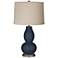Naval Linen Drum Shade Double Gourd Table Lamp