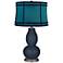 Naval Teal Colorblock Shade Double Gourd Table Lamp