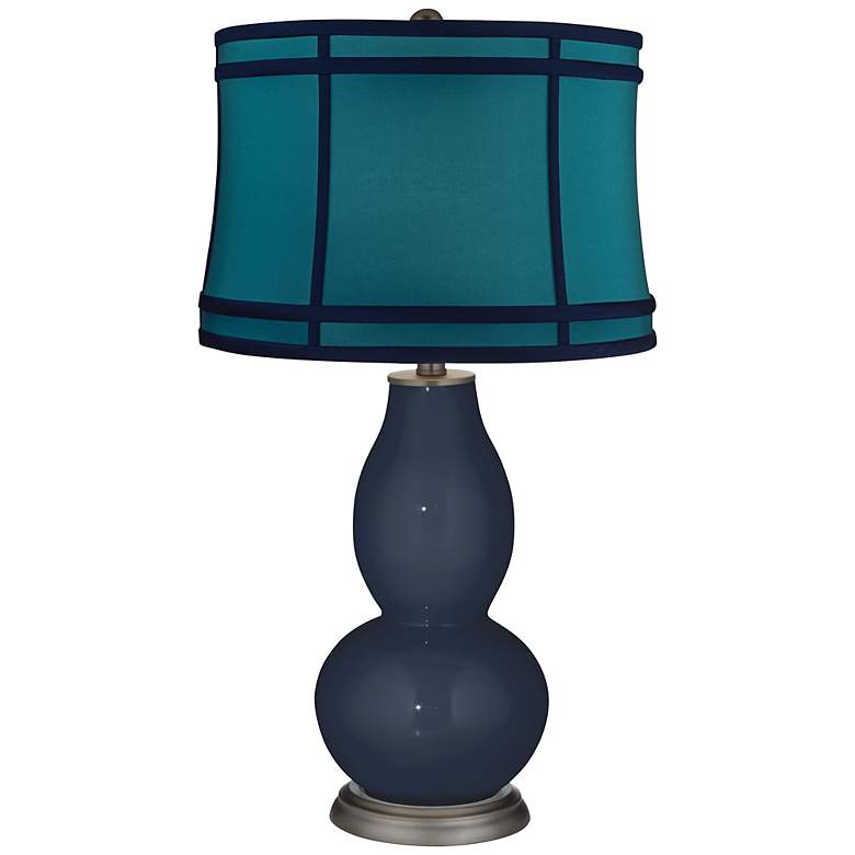 Image 1 Naval Teal Colorblock Shade Double Gourd Table Lamp