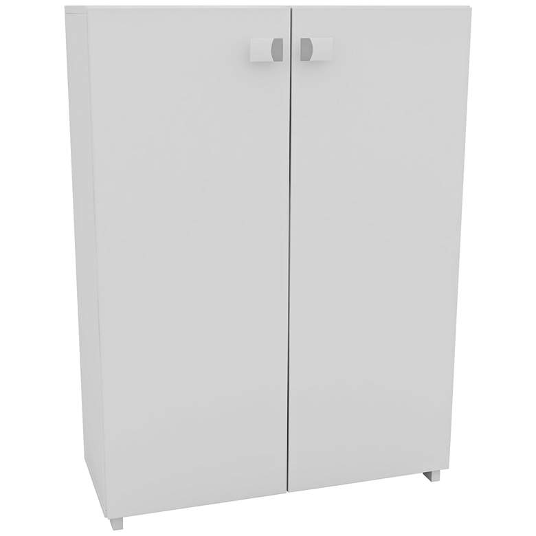 Image 1 Navarra 2-Door White Wood Z-Design Shoe Cabinet
