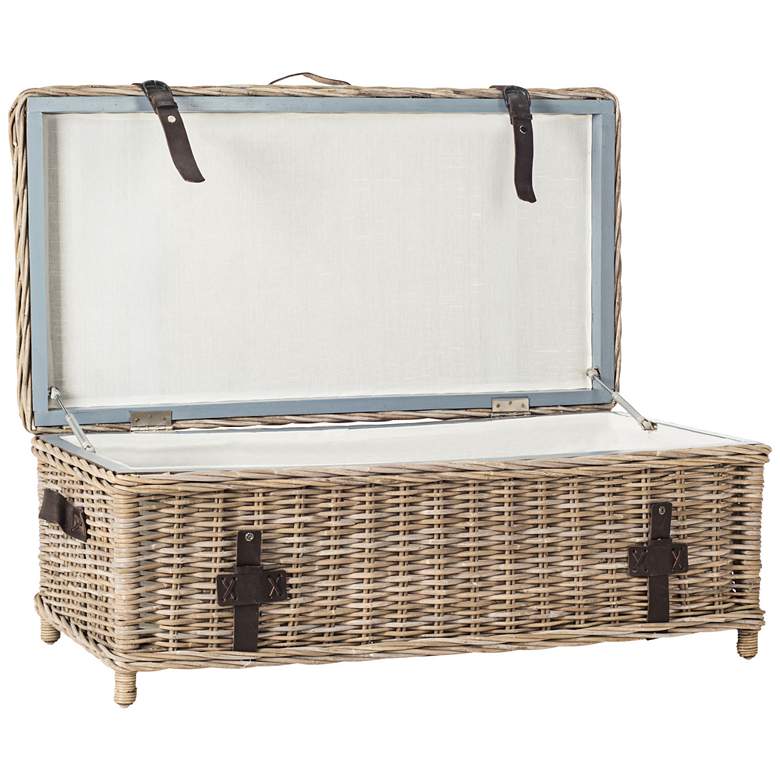 Image 4 Navarro 45 3/4" Wide Rattan Outdoor Coffee Table Trunk more views