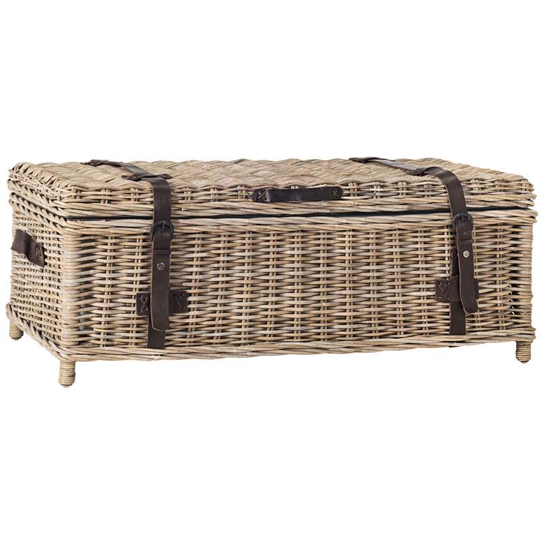 Image 6 Navarro 45 3/4" Wide Rattan Outdoor Coffee Table Trunk more views